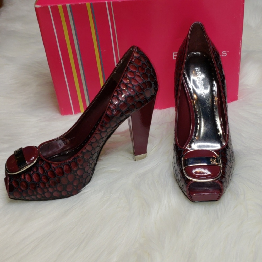 Bcbgirls "Morgan" Cherrywood 4 3/4" Croc Heels